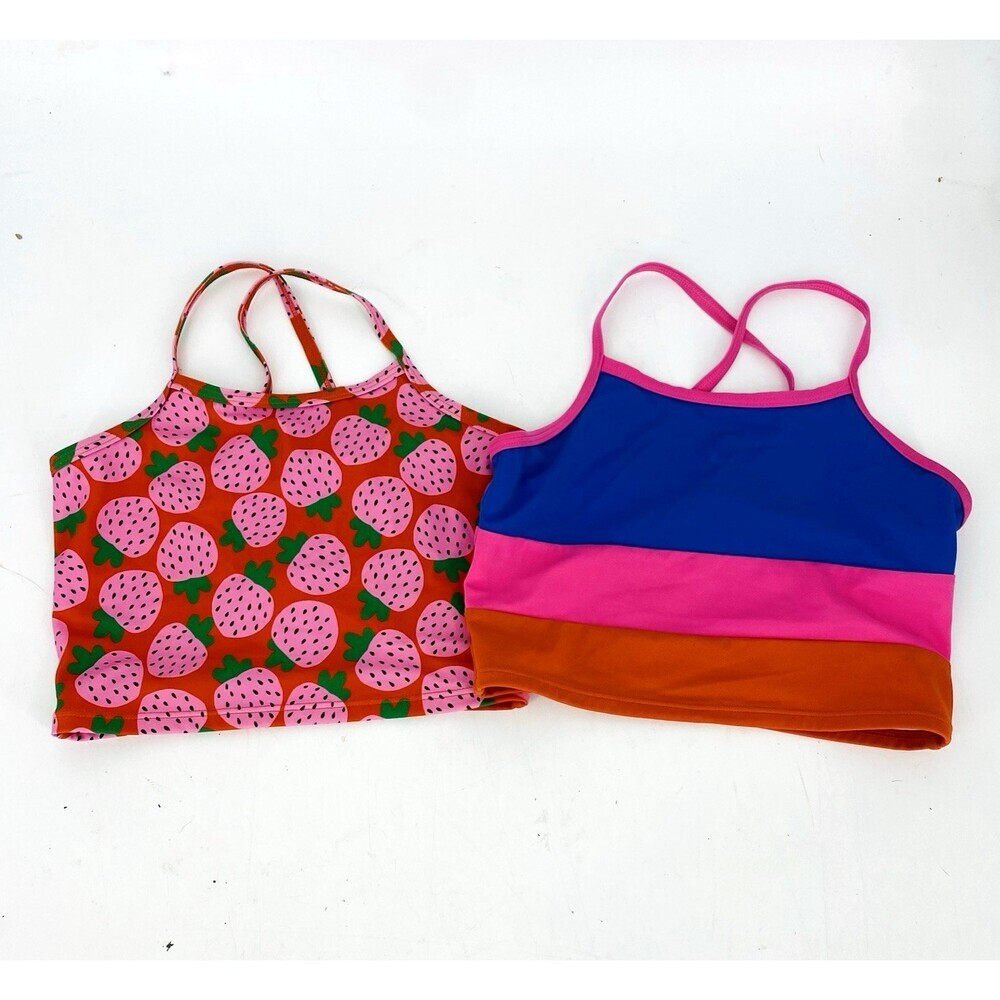 Lot of 2 Hanna Andersson Longline Swim Tops Girls US 12 150 cm Strawberry Stripe